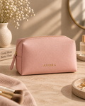 Personalized vanity pouch with name in gold