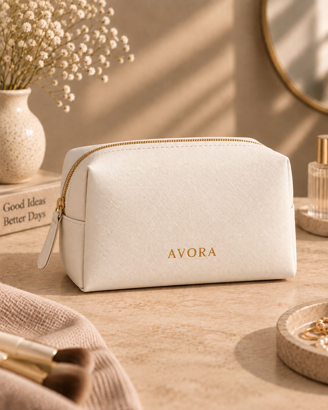 Personalized vanity pouch detail